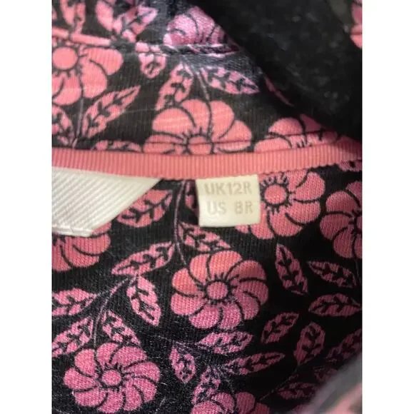 Boden Midi Shirt Dress Women's 8R Column Purple Black Floral Wild Rose B98 - Picture 7 of 8